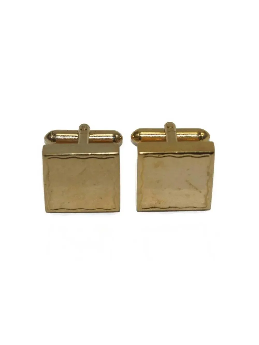 Vintage Swank Gold Tone Square Cuff Links. S in Pentagon Hallmark.